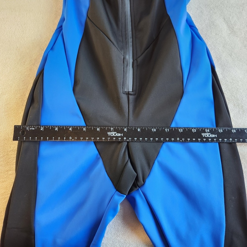 PRETTY LITTLE THING Ski Bib Suit Scuba‎ Womens 2 Blue Black PLT Jumpsuit NEW - Picture 10 of 15